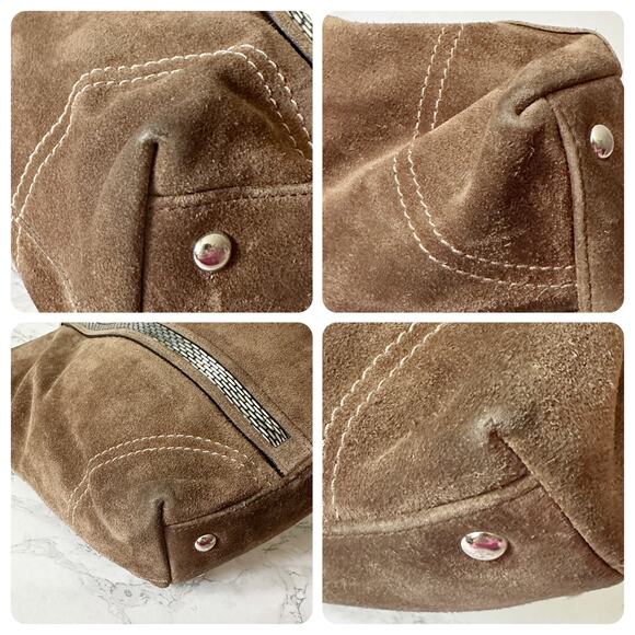 Coach Brown Suede Metallic Beaded Zip Top Shoulder Bag includes Hangtag - Picture 16 of 16